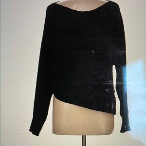 By Anthropologie Black Cropped Asymmetrical Sweater